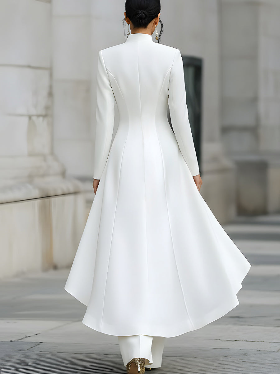 Elegant Front-buttons Long Blazer And Pants Set | Elegant Women's Dress