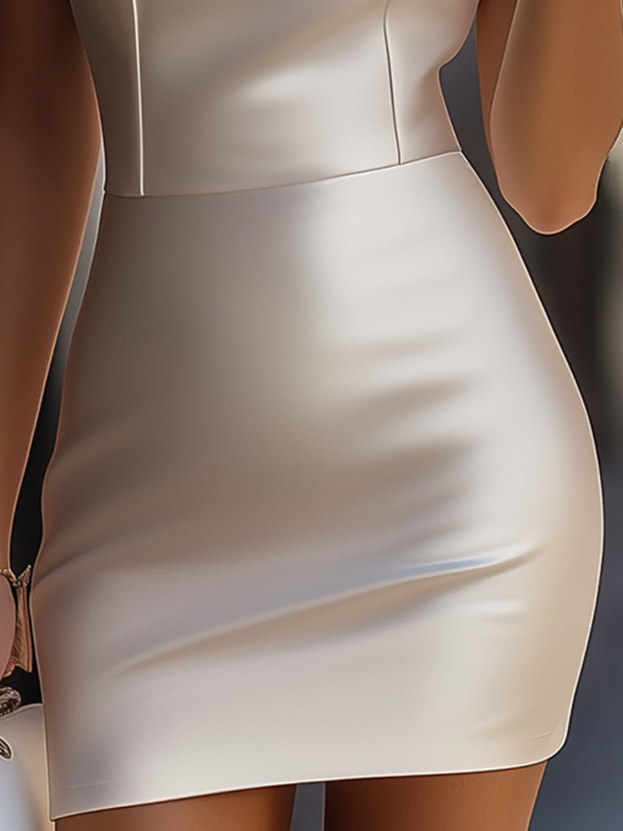 Stylish Satin Halter-Neck Mini Dress | Elegant Women's Dress