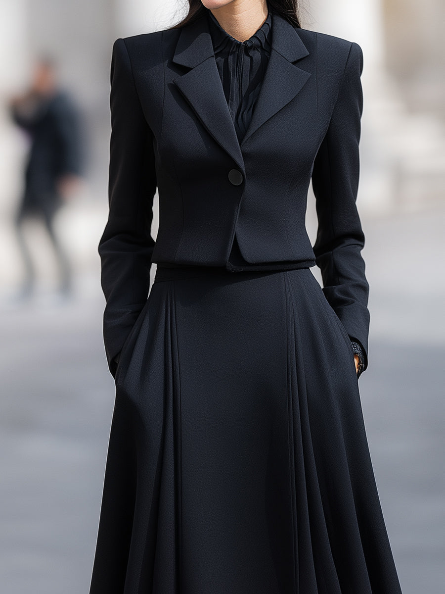 Tailored Blazer & Midi Skirt Set With Structured Elegance | Elegant Women's Dress
