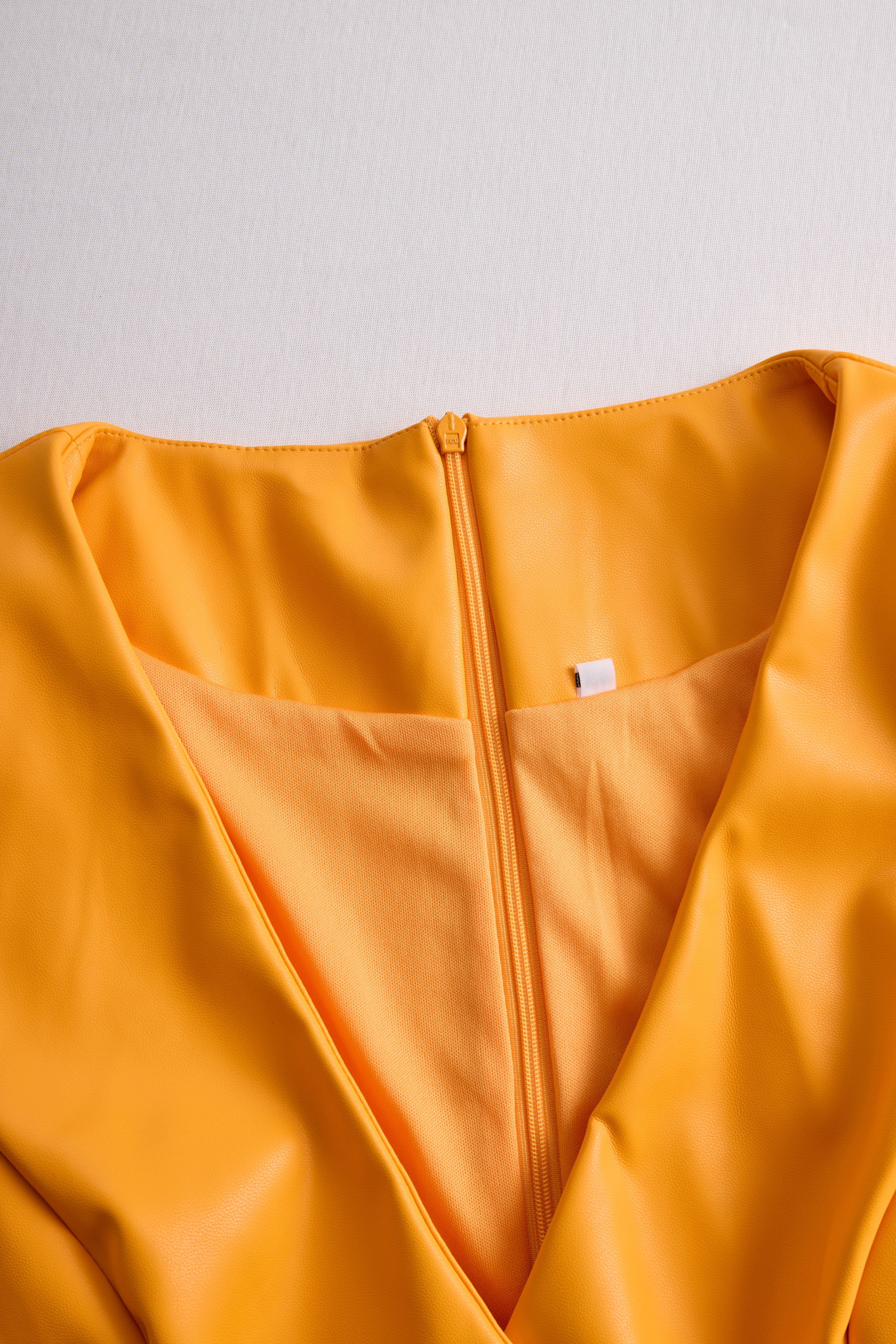 Bright Orange Faux Leather Bodycon Dress | Elegant Women's Dress