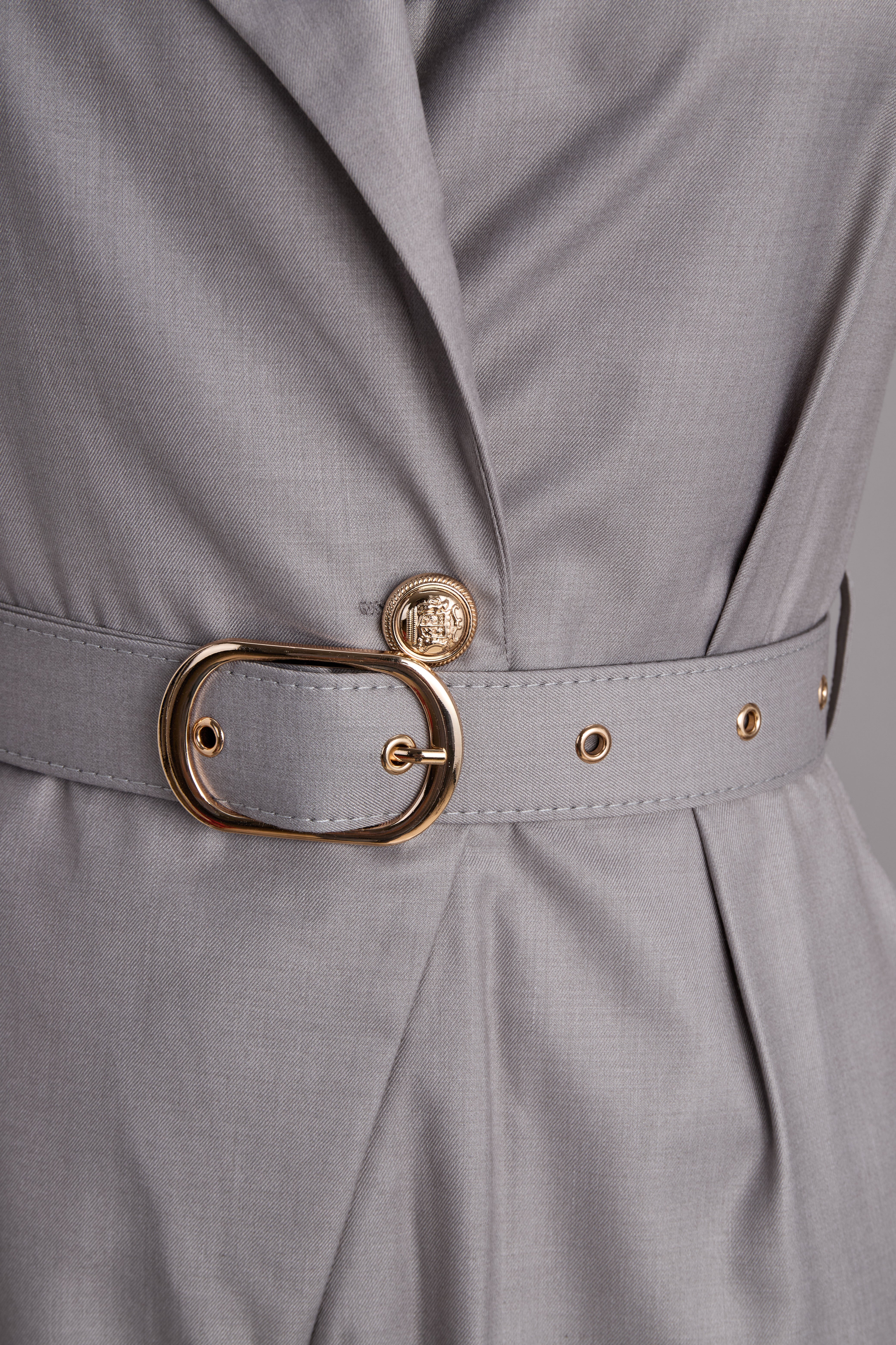 Sophisticated Plain Belted Sleeveless Romper | Elegant Women's Dress