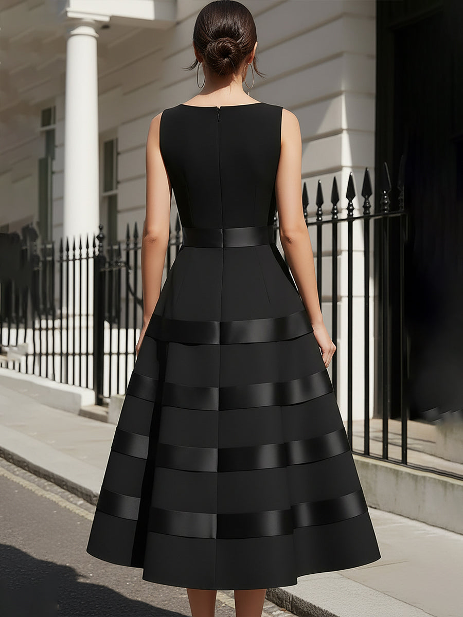 Sleeveless Tiered Midi Dress With Defined Waist | Elegant Women's Dress