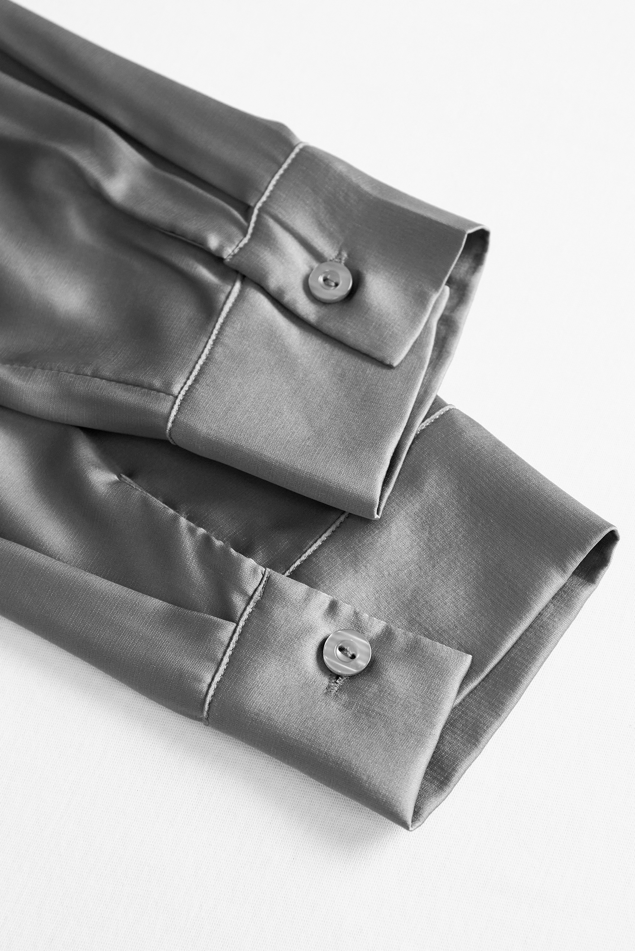 Charcoal Grey Satin Blouse with Subtle Tailored Fit | Elegant Women's Dress