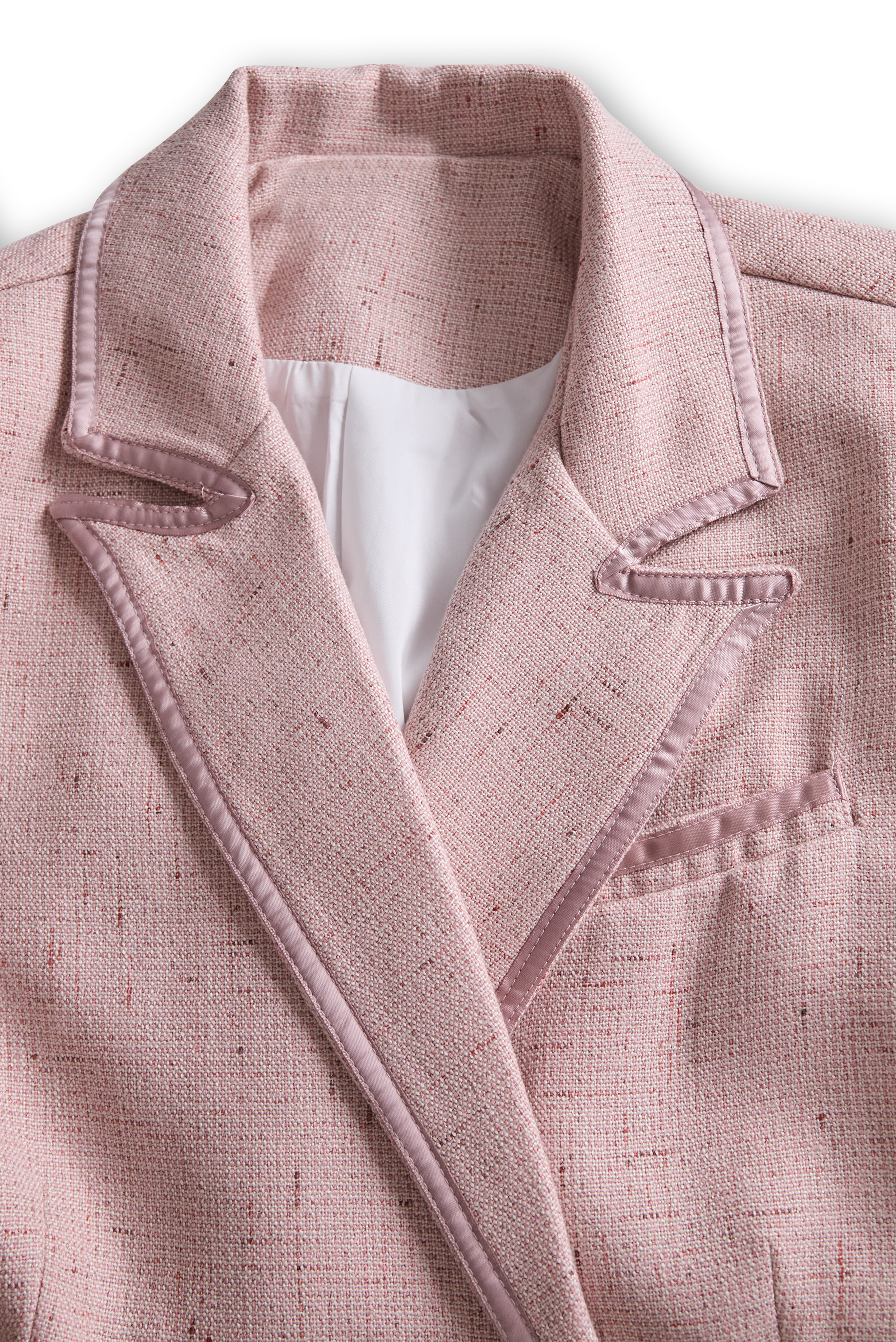 Chic Soft Pink Tweed Suit with Feminine Tailoring and Pearl Accents | Elegant Women's Dress