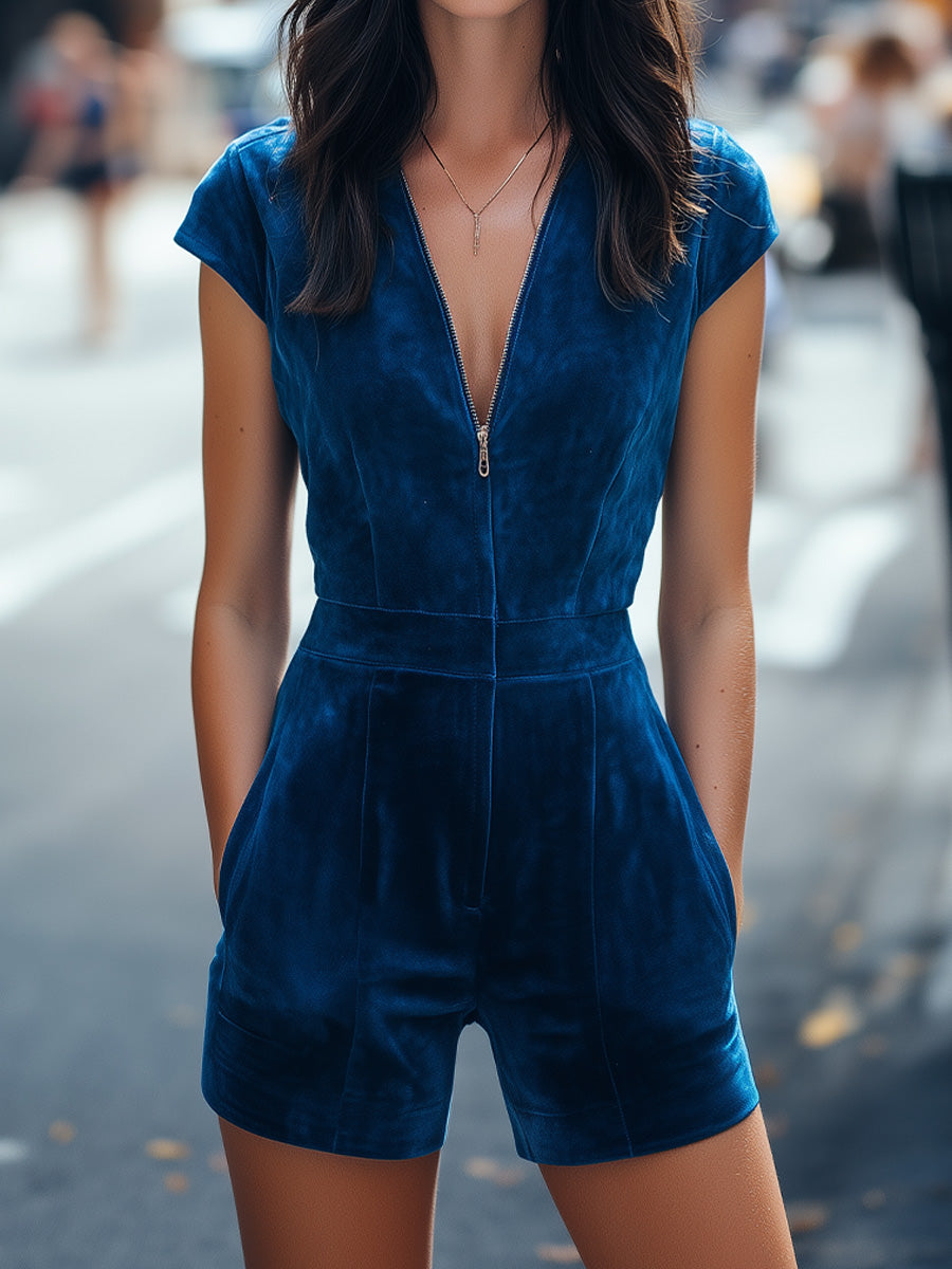 Stylish Zipper-Front  Romper | Elegant Women's Dress