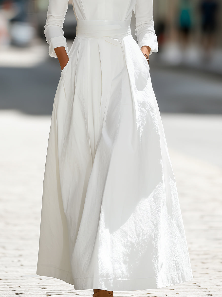 White Longline Structured Maxi Dress | Elegant Women's Dress