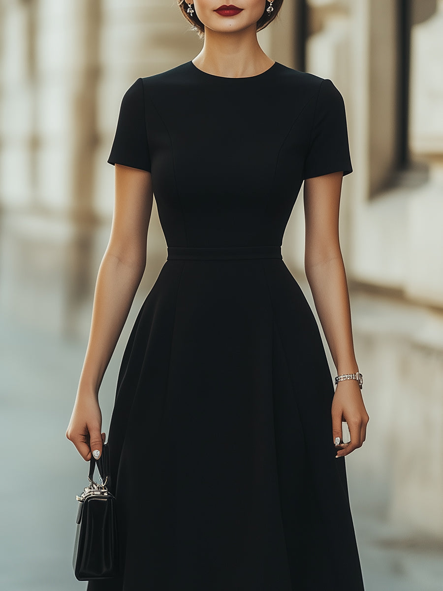 Classic Elegance A-Line Midi Dress | Elegant Women's Dress