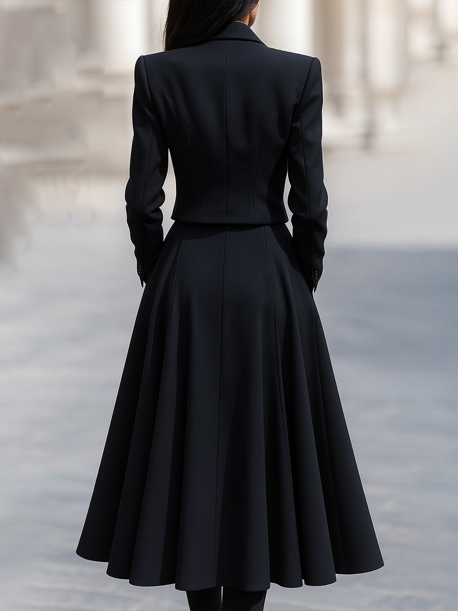 Tailored Blazer & Midi Skirt Set With Structured Elegance | Elegant Women's Dress