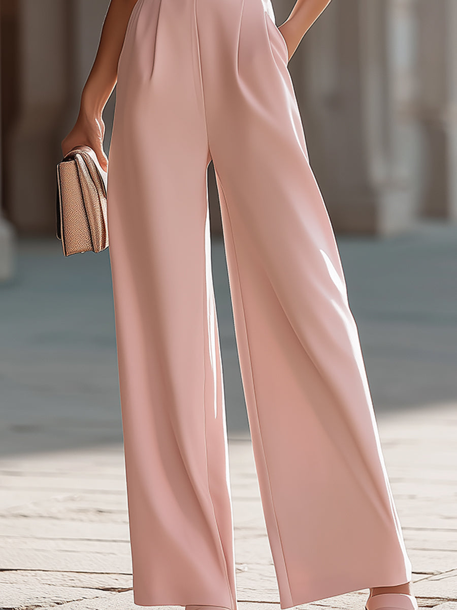 Blush Structured Wide-Leg Jumpsuit | Elegant Women's Dress