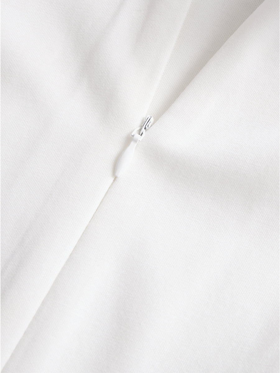 Stylish Double-Breasted White Dress with Navy Accents | Elegant Women's Dress