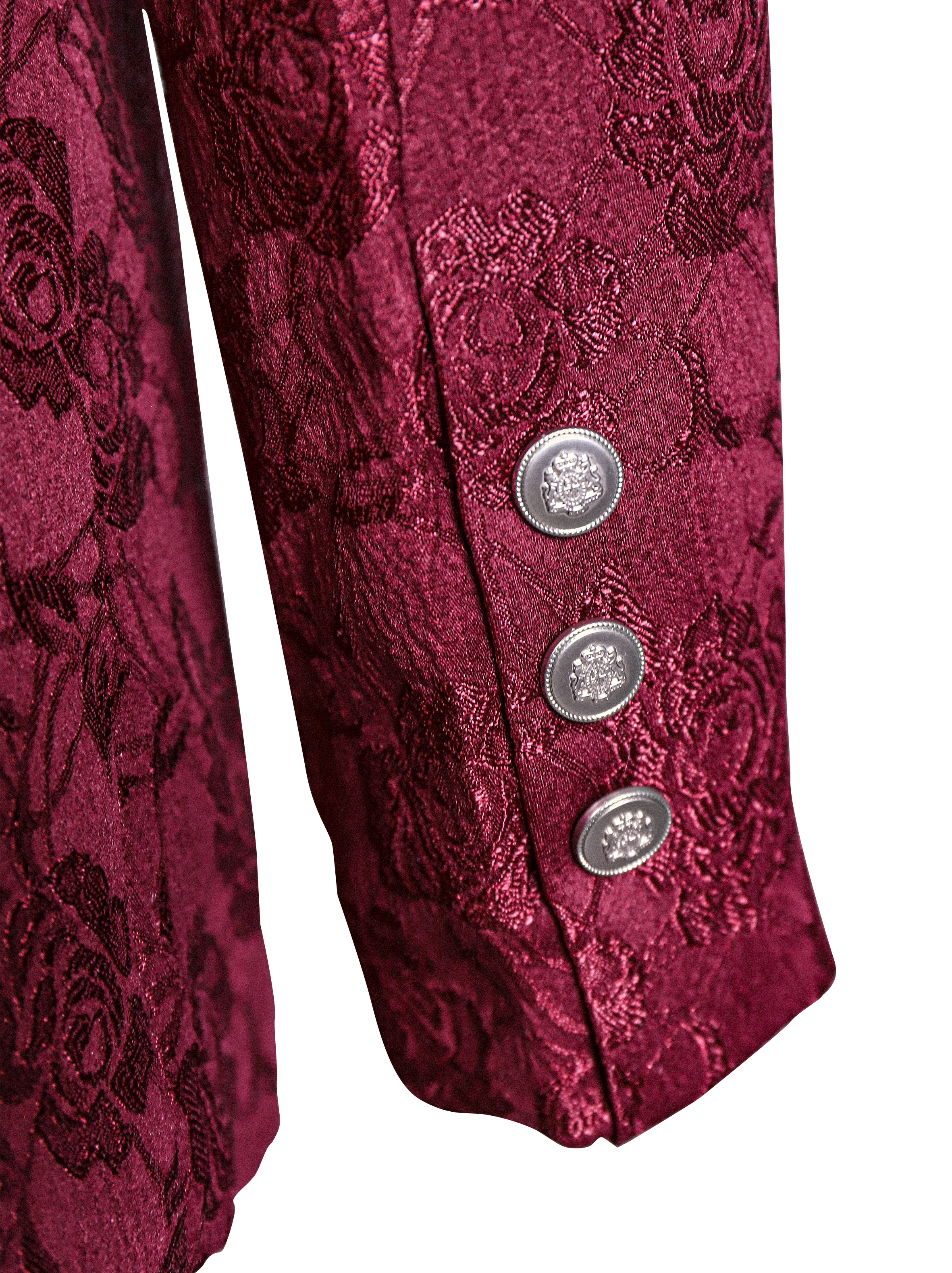 Burgundy Floral Jacquard Single-Breasted Blazer | Elegant Women's Dress