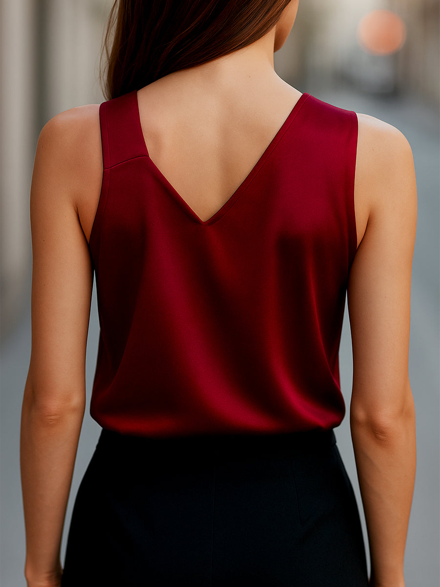 Sleek Asymmetrical Neck Satin Blouse | Elegant Women's Dress