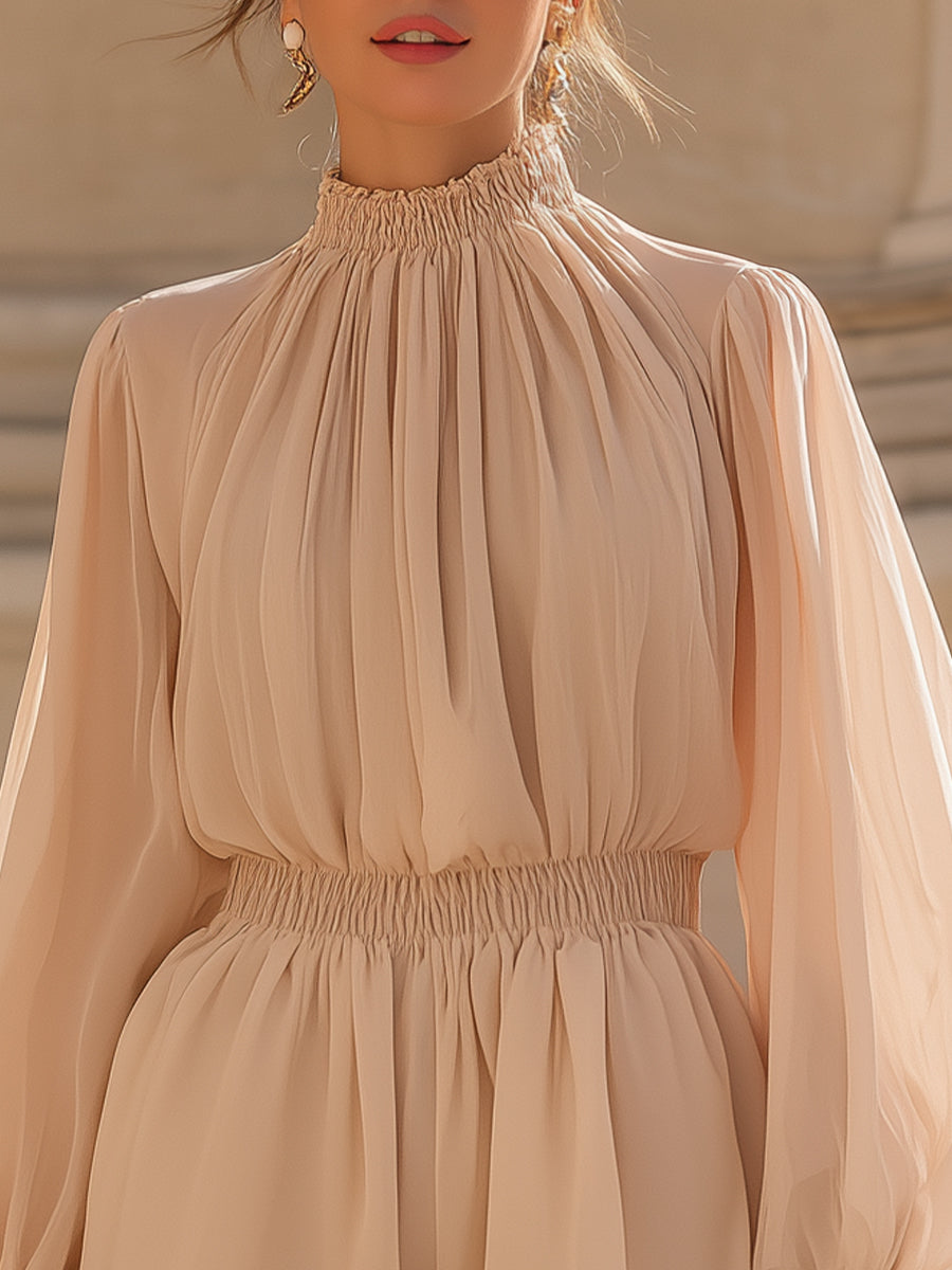 Chiffon Mock Neck Romper – Romantic Sheer Elegance For Effortless Glamour | Elegant Women's Dress