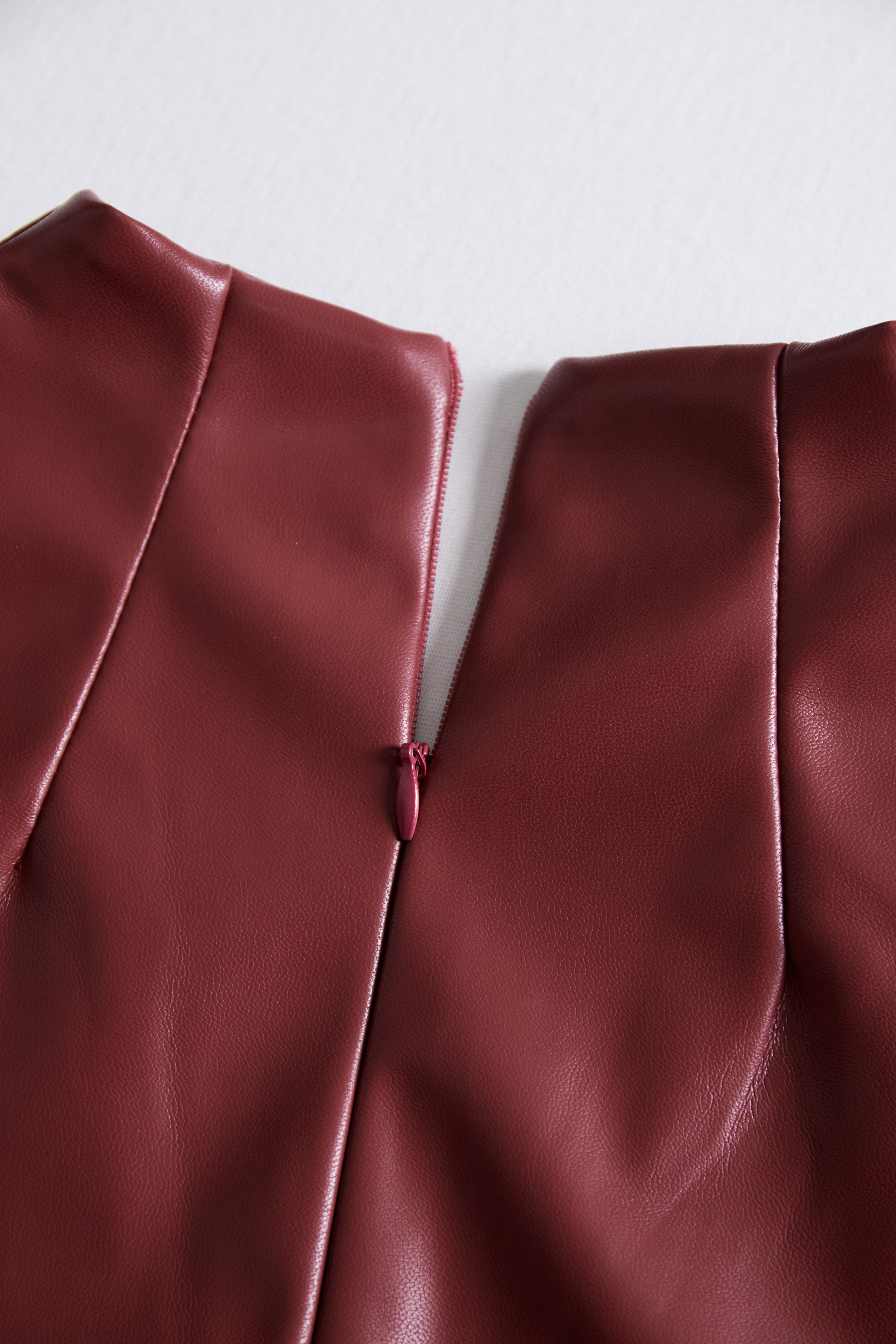 Sophisticated Black Faux Leather Bodycon Dress | Elegant Women's Dress