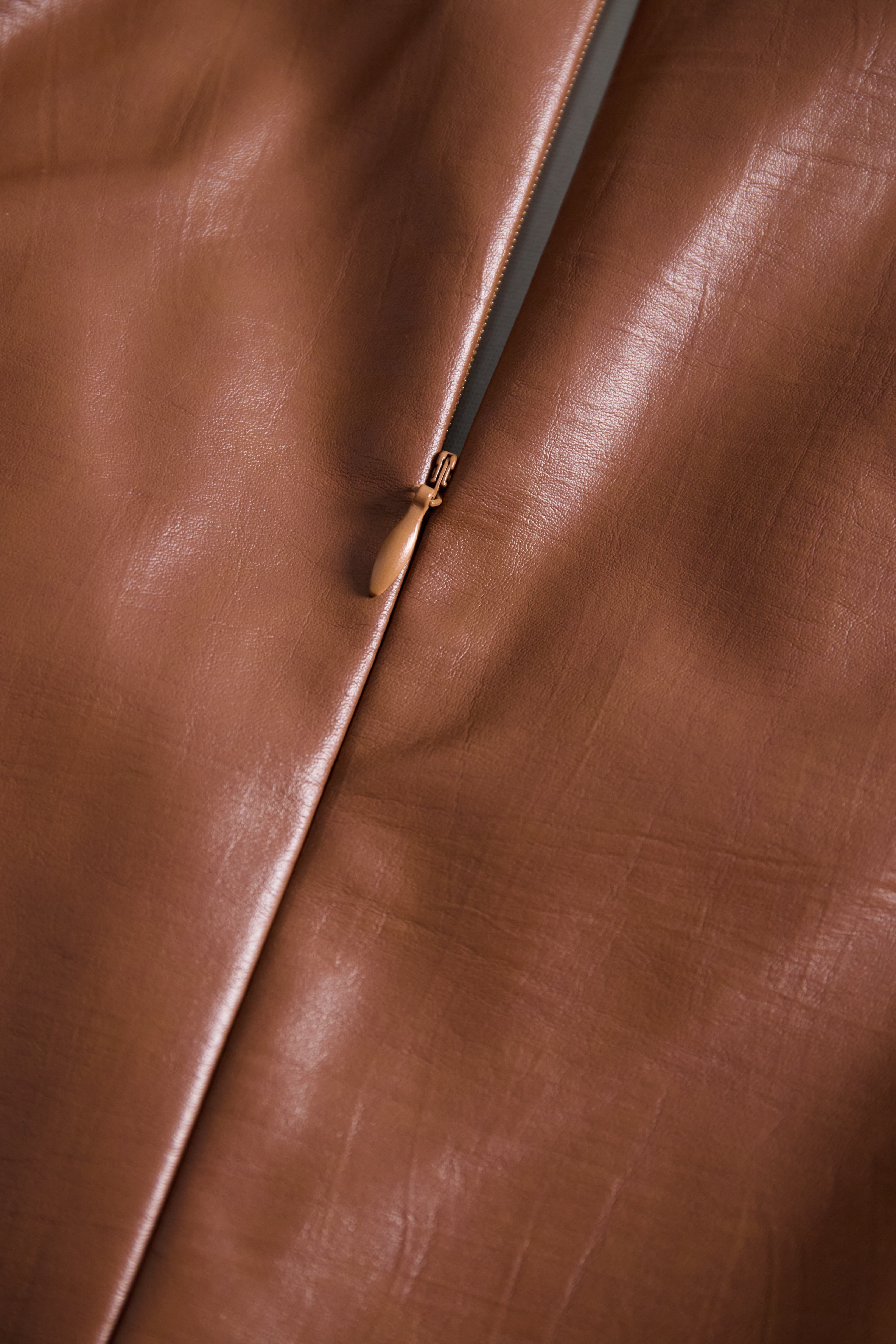 Caramel Faux Leather Sleeveless Midi Dress with Belt | Elegant Women's Dress