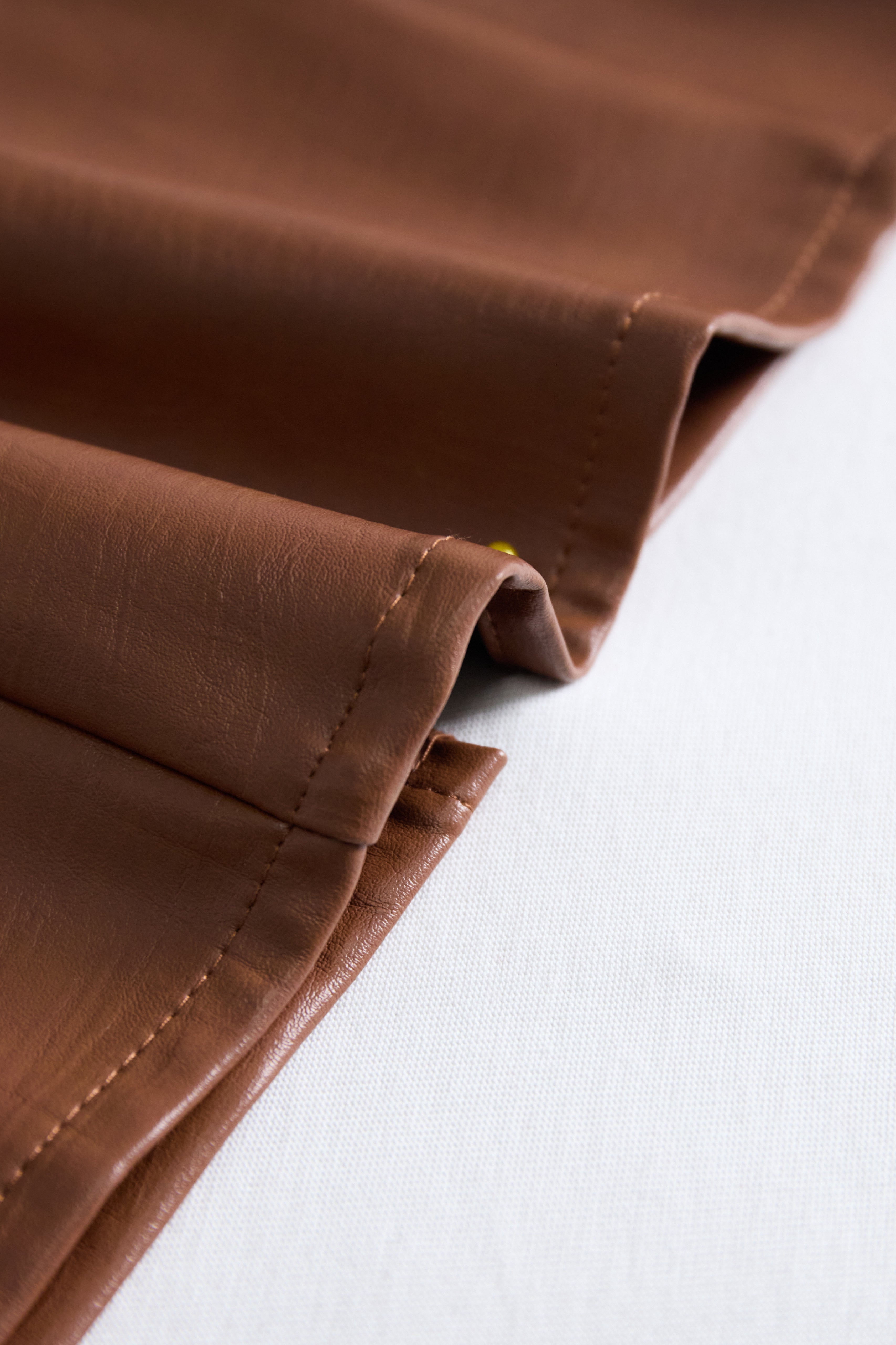 Caramel Faux Leather Sleeveless Midi Dress with Belt | Elegant Women's Dress