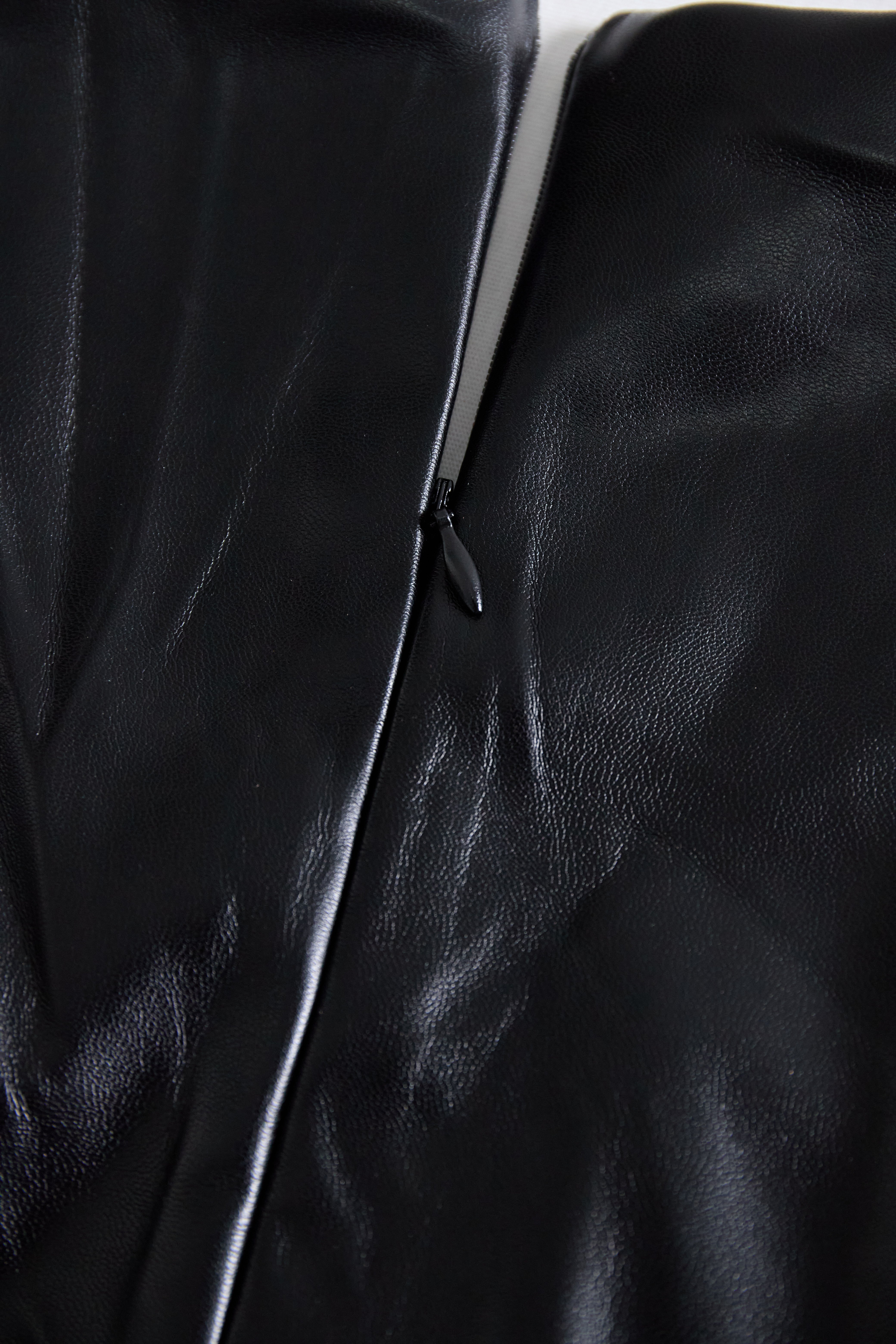 Sleek Black Faux Leather Sleeveless Midi Dress | Elegant Women's Dress