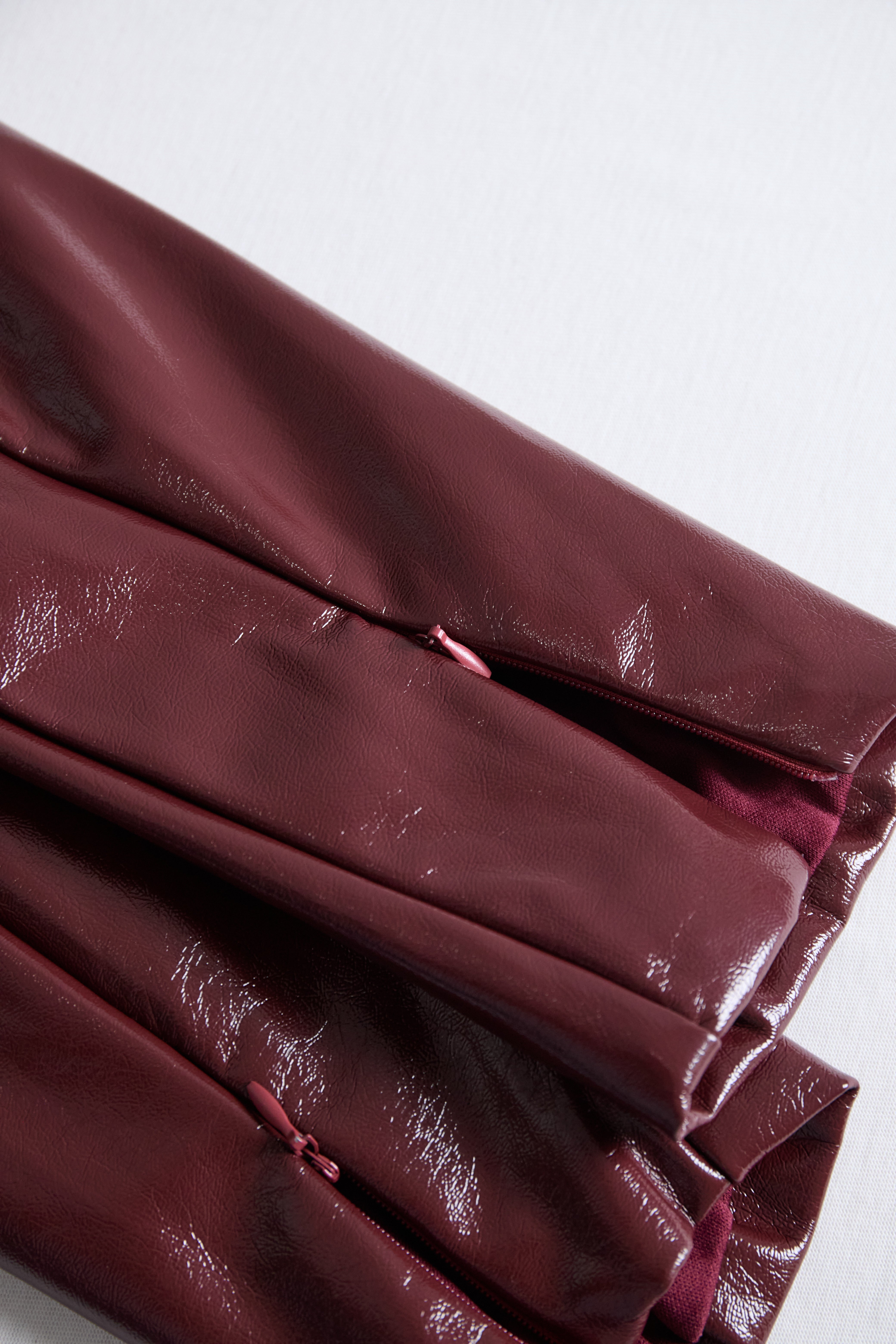 Burgundy Faux Leather Bodycon Midi Dress | Elegant Women's Dress