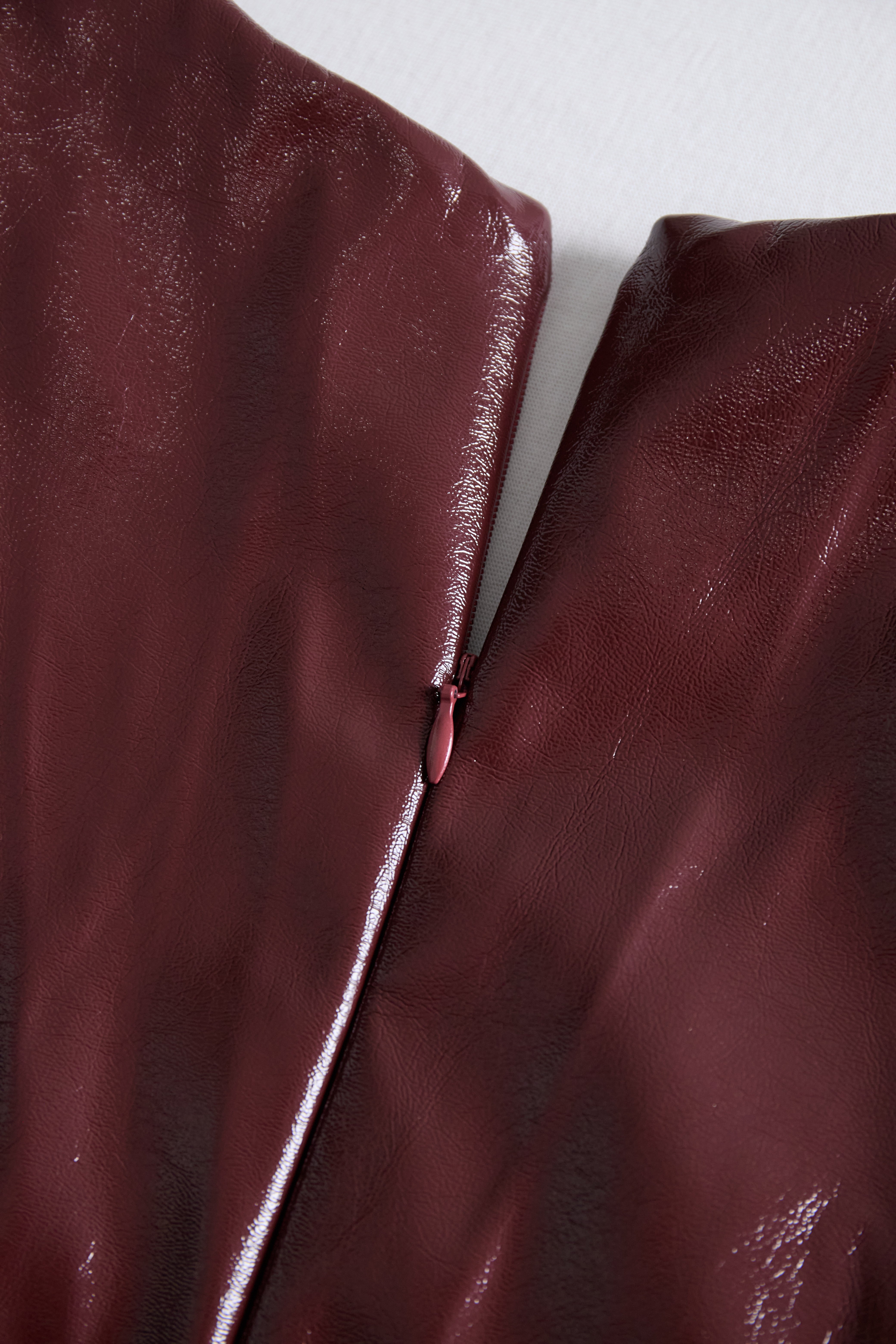 Burgundy Faux Leather Bodycon Midi Dress | Elegant Women's Dress