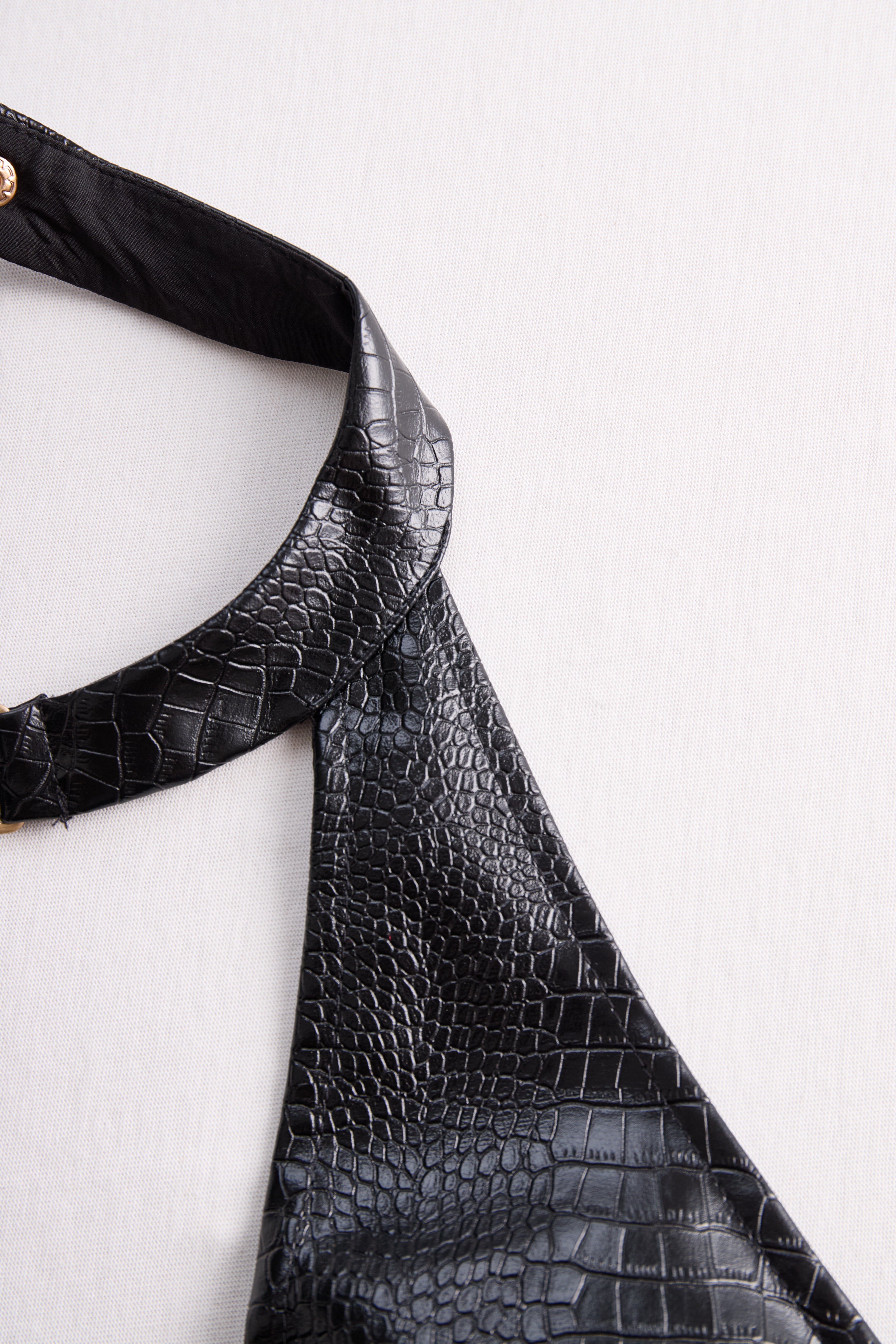 Chic Croc-Effect Faux Leather Halter Mini Dress | Elegant Women's Dress