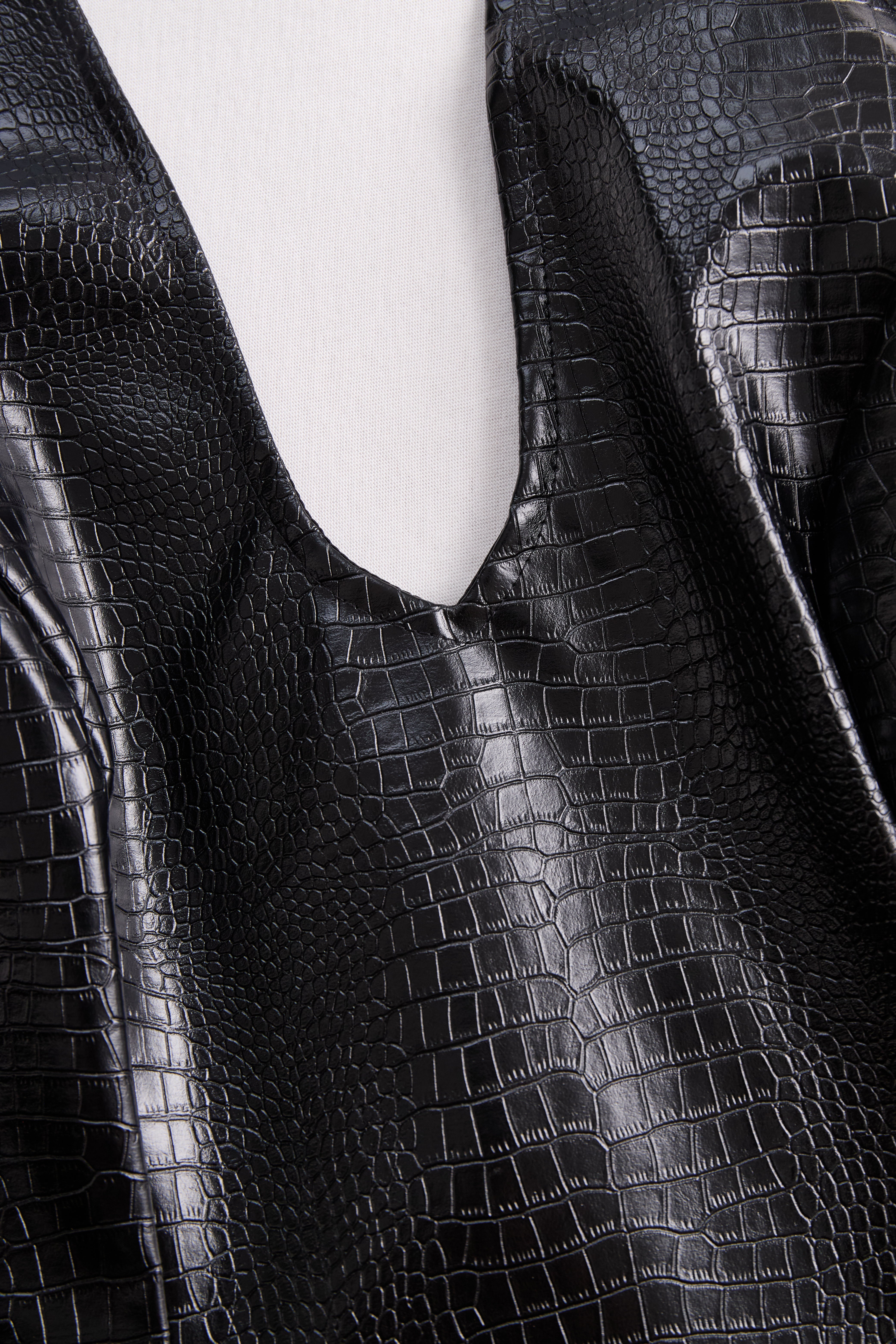 Chic Croc-Effect Faux Leather Halter Mini Dress | Elegant Women's Dress