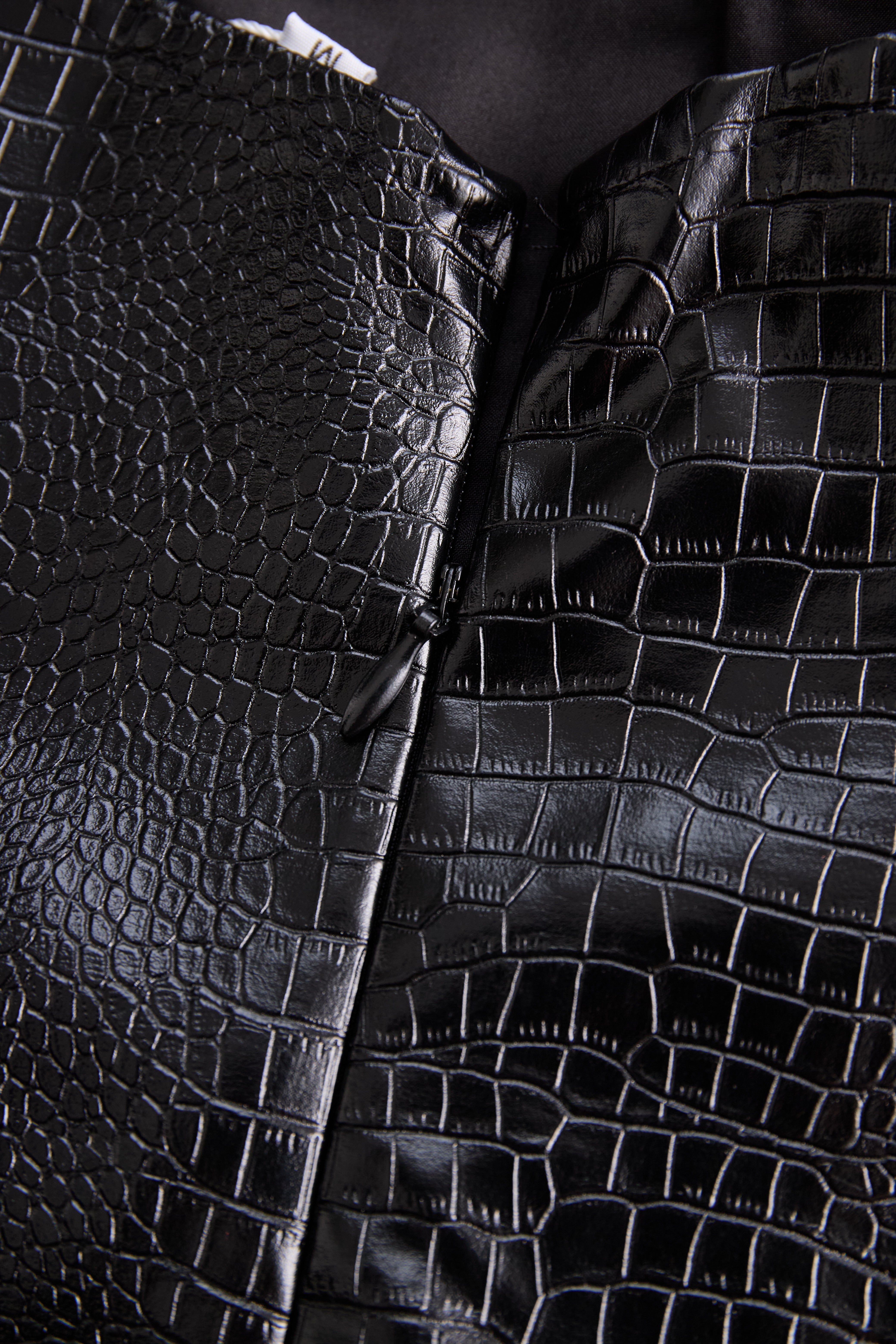 Chic Croc-Effect Faux Leather Halter Mini Dress | Elegant Women's Dress