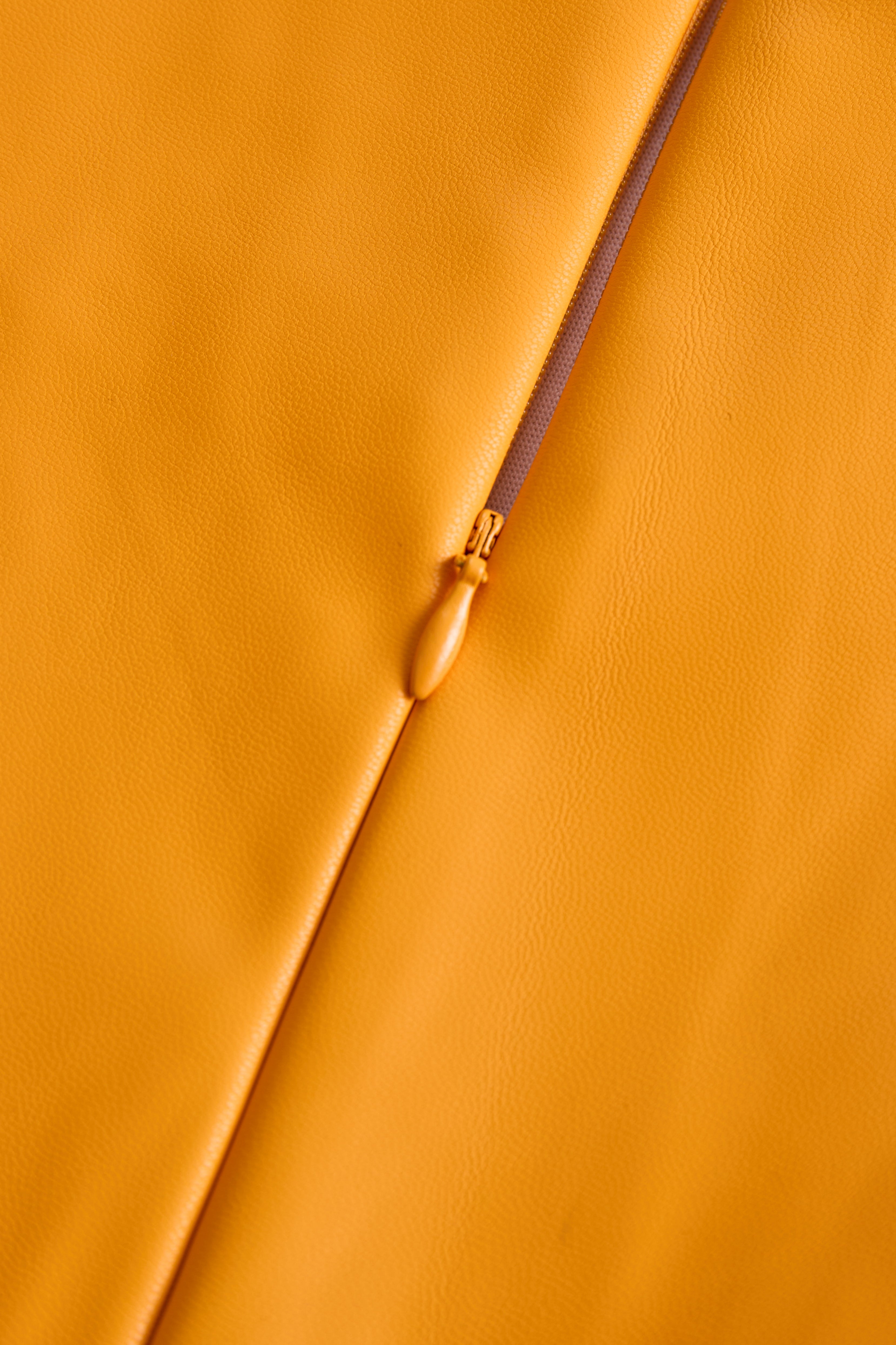 Bright Orange Faux Leather Bodycon Dress | Elegant Women's Dress