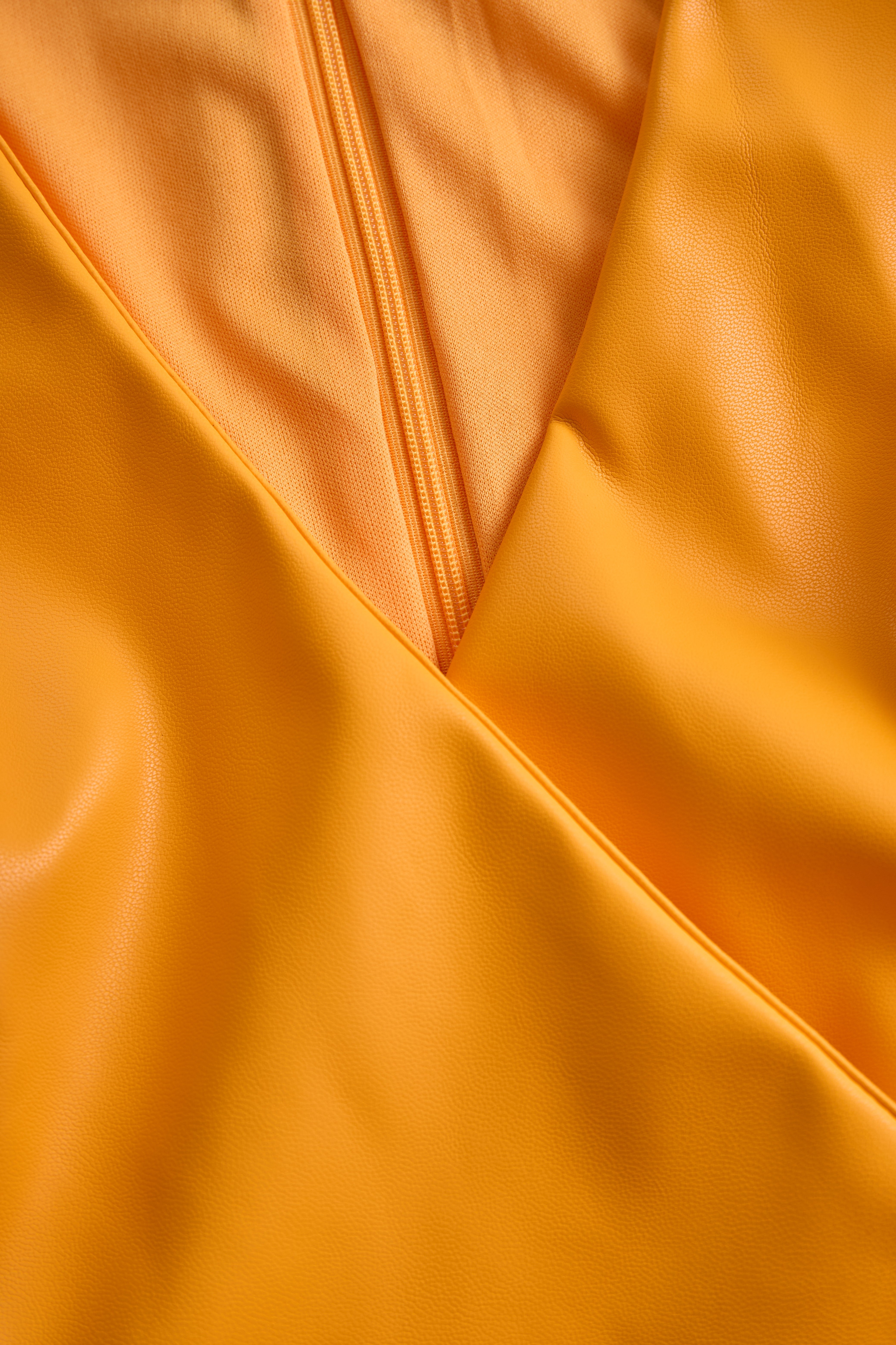 Bright Orange Faux Leather Bodycon Dress | Elegant Women's Dress