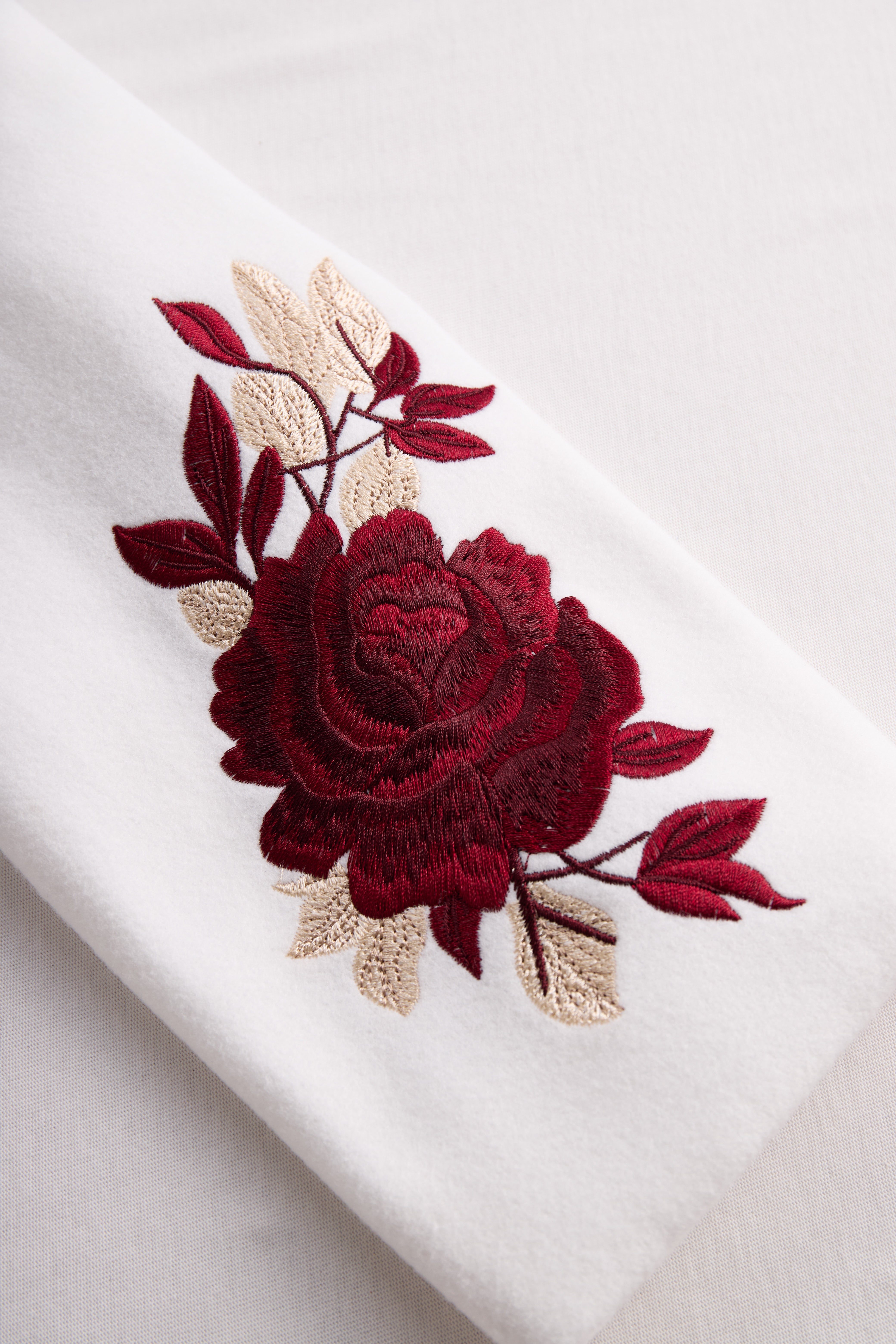 Chic White Blazer with Red Rose Embroidery | Elegant Women's Dress