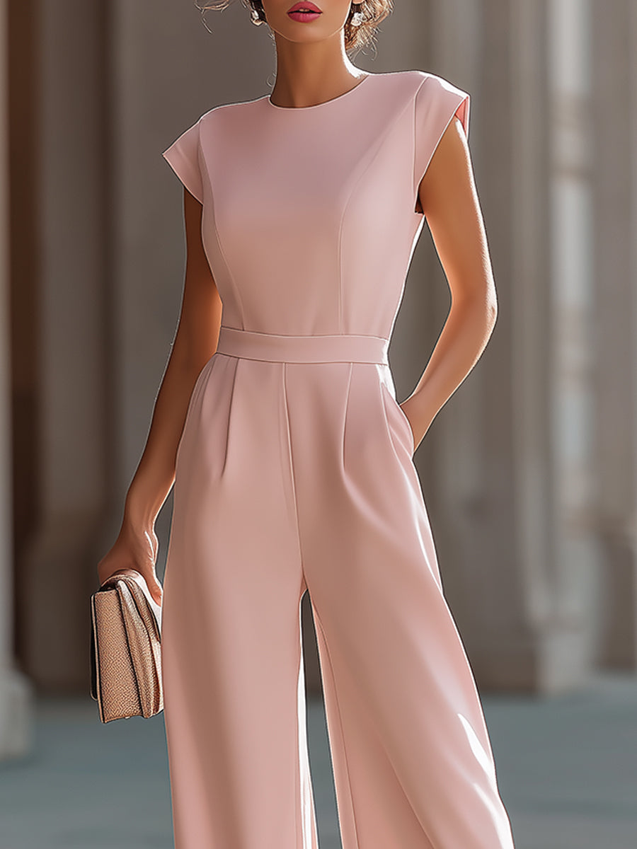 Blush Structured Wide-Leg Jumpsuit | Elegant Women's Dress