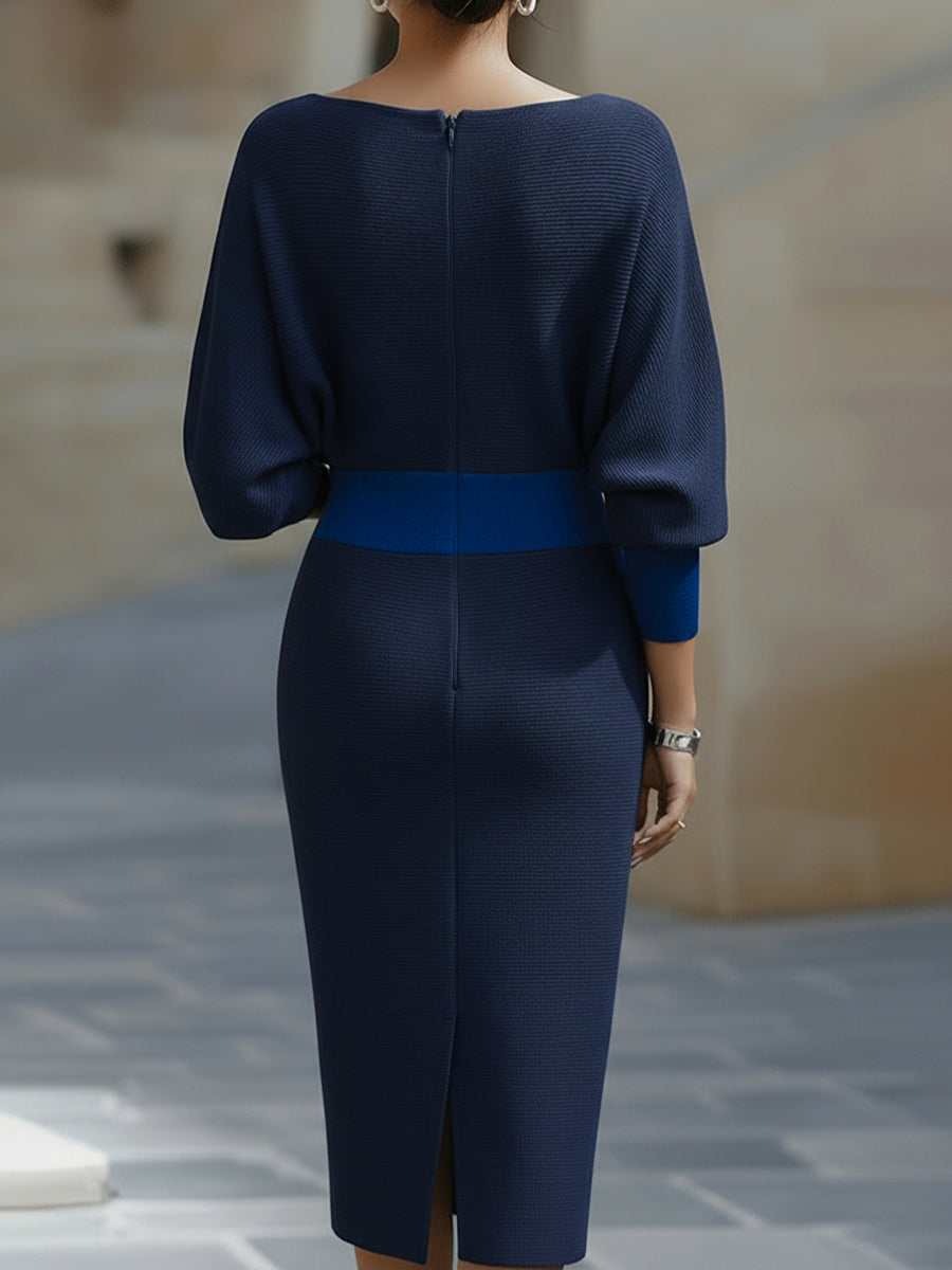 White Draped Batwing Midi Dress | Elegant Women's Dress