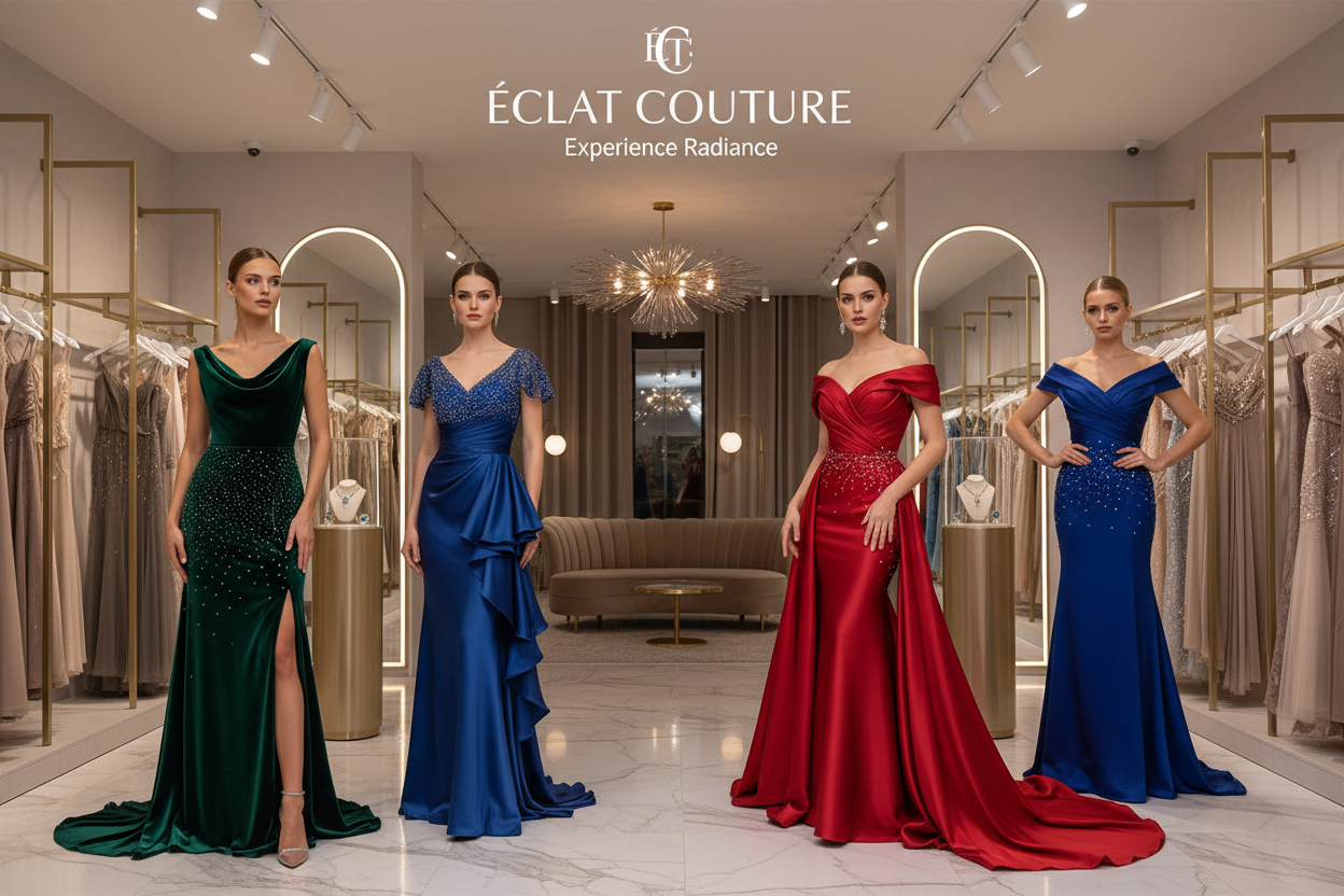 um banner de loja de vestidos , mulheres com vestidos deslumbrantes lindas 